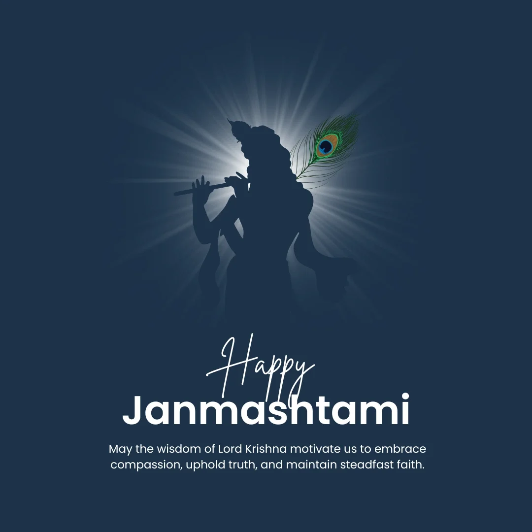 Blue and White Simple Janmashtami Instagram Post