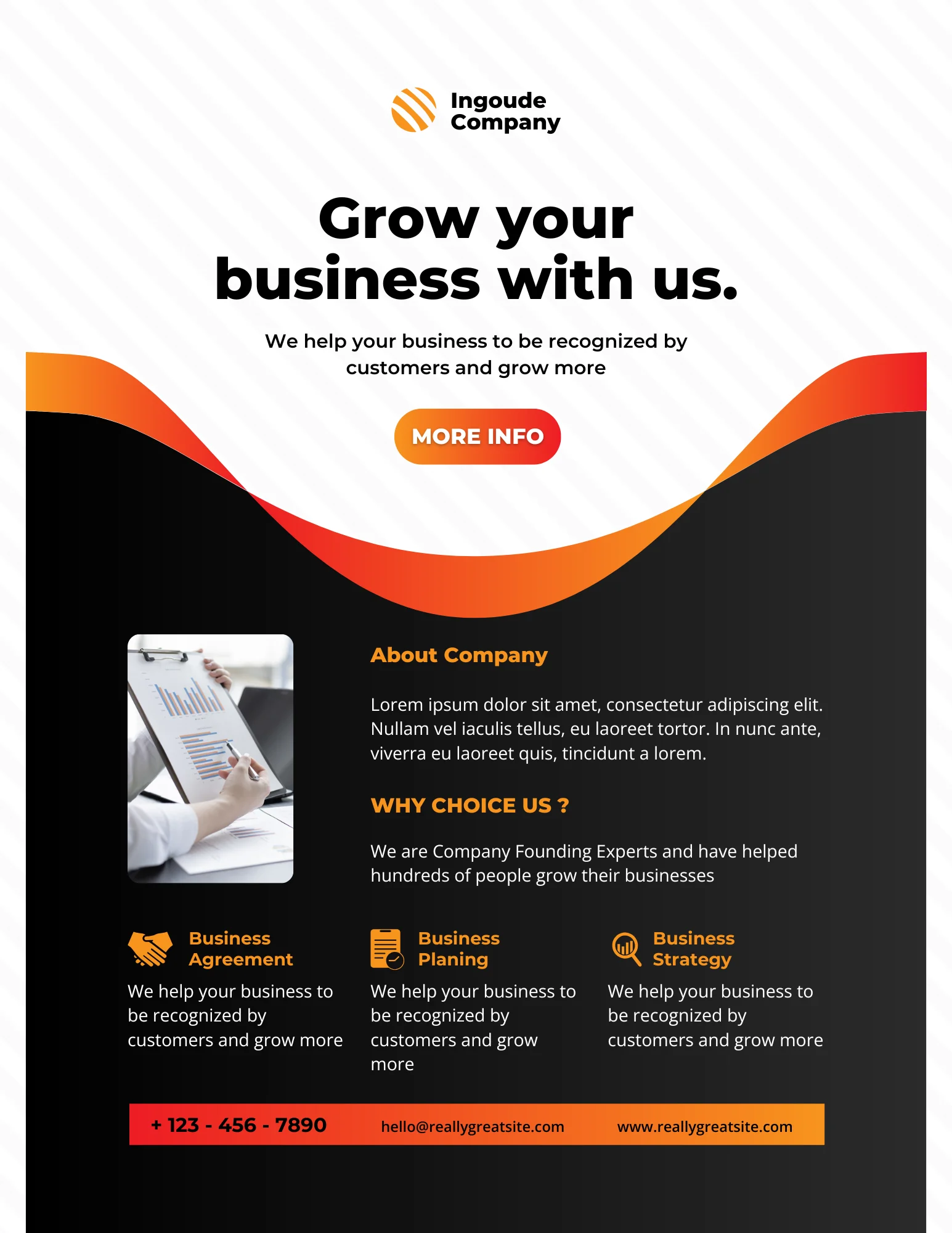 Orange Black White Creative Corporate Business Flyer Template
