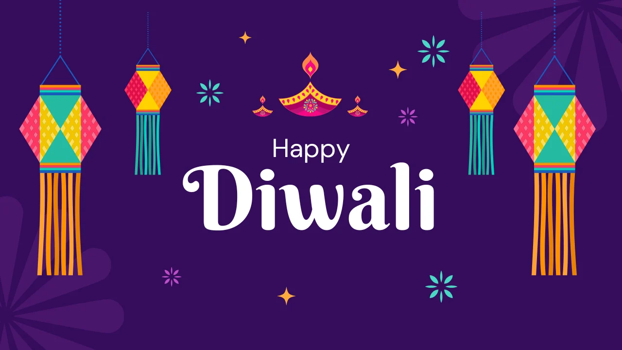 Purple Illustrative Pattern Diwali Youtube Thumbnail