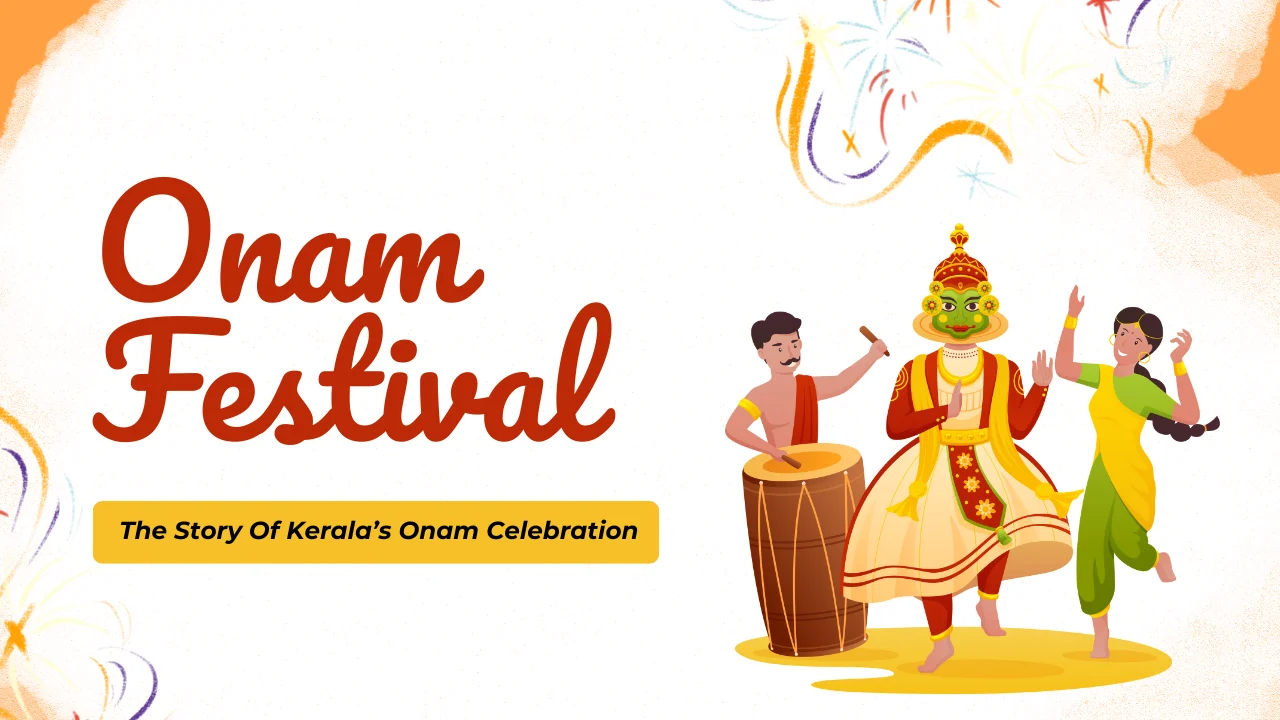 White and Orange Onam Festival Kerala YouTube Thumbnail