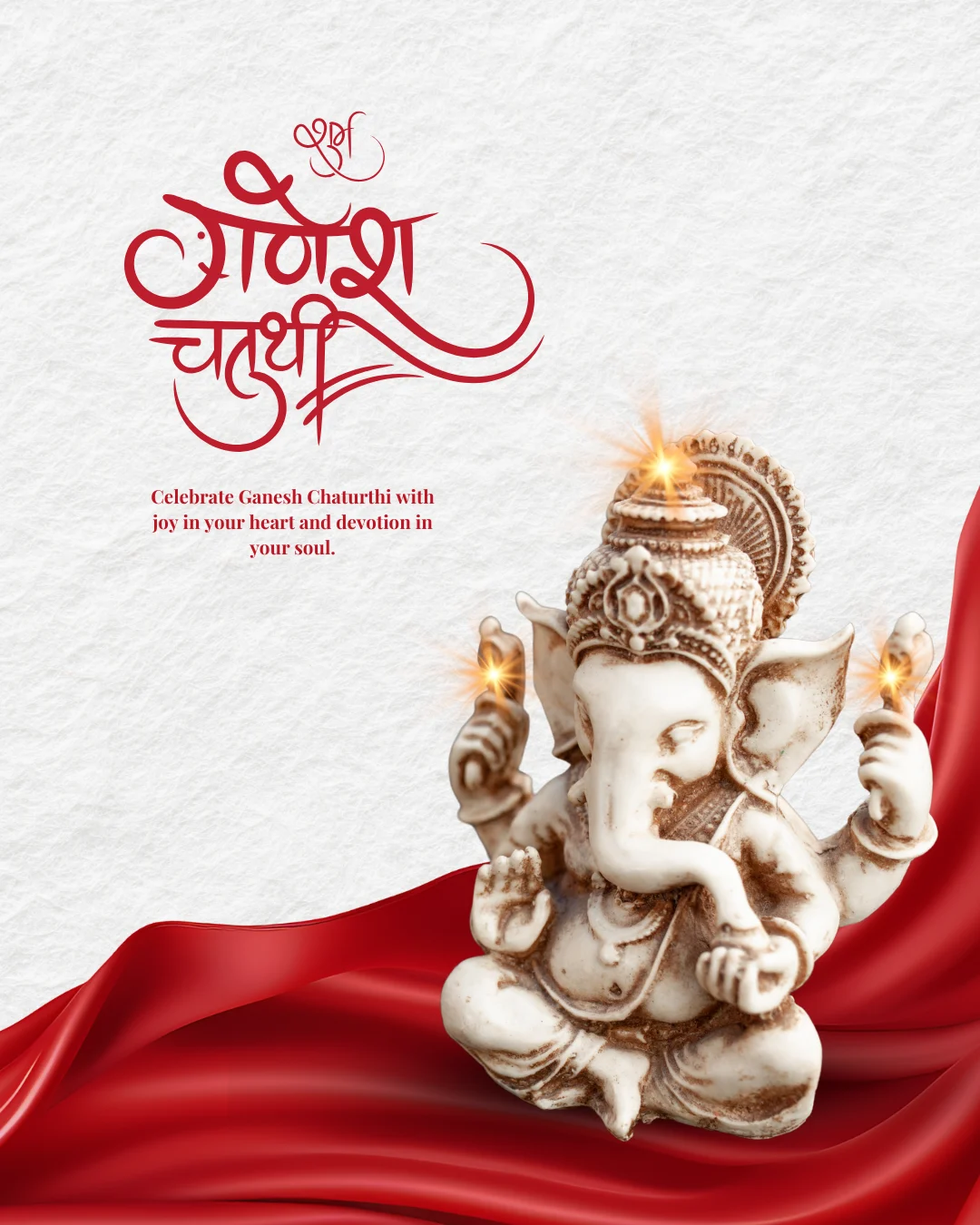 White and Red Elegant Minimal Ganesh Chaturthi Instagram Post